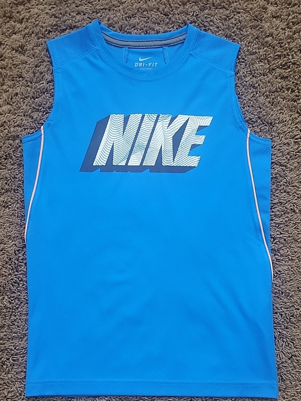 Nike Kids' Dri-FIT Blue Sleeveless Training Top - Size Small